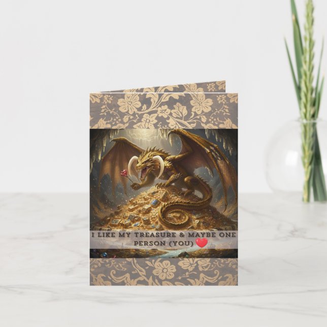 Cartão Eu Gosto do Meu Tesouro & Talvez Uma Pessoa (Você) (Frente)