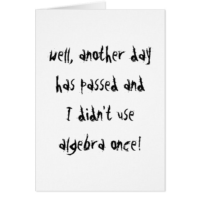 Cartão Eu não usei a álgebra (Frente)