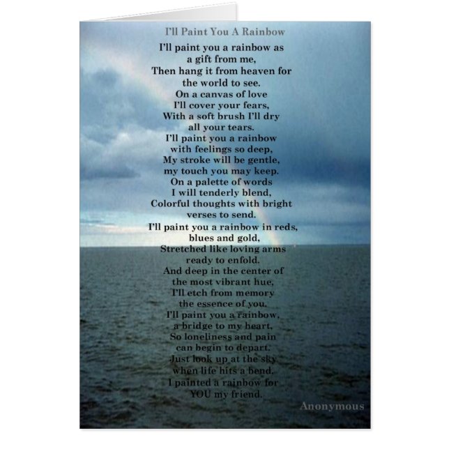 Cartão Eu pintá-lo-ei um arco-íris (Frente)