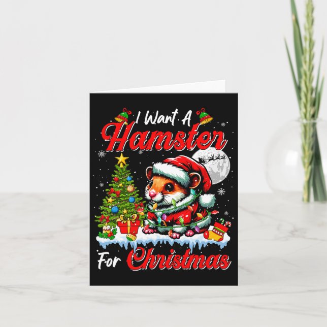 Cartão Eu Quero Um Hamster Para Papais noeis De Natal (Frente)