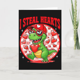 Cartão Eu Roubo Corações T-rex Dino Pelo Menino Valentine