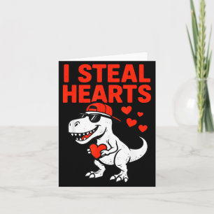 Cartão Eu Roubo Corações Trex Dino Bebê Menino Valentines