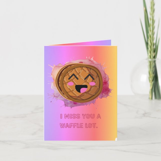 Cartão Eu Sinto Saudade de Você Muito - Um Lote de Waffle (Frente)
