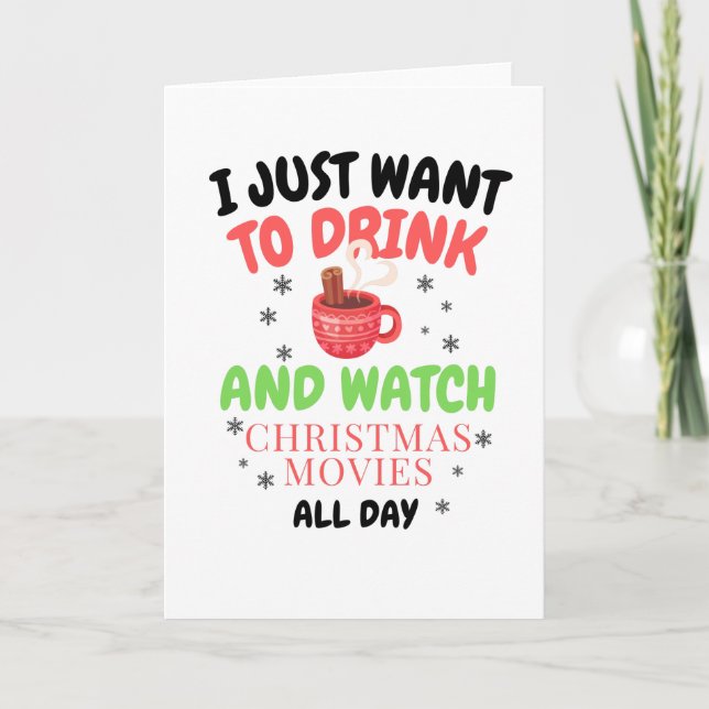 Cartão Eu só quero beber chocolate quente (Frente)