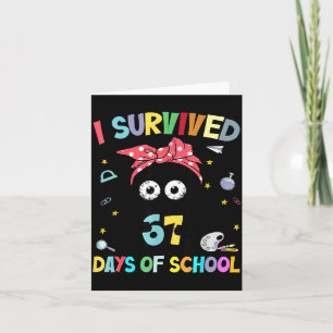 Cartão Eu Sobrevivi 67 Dias De Escola Gato Preto Engraçad