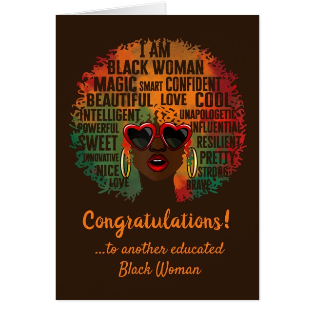 Cartão Eu sou a Black Woman Brown Graduation Card (Frente)