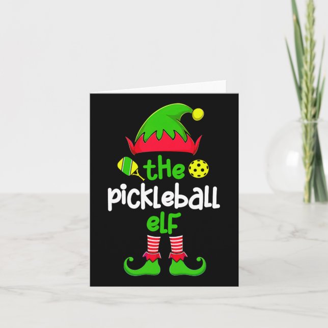 Cartão Eu sou a família de Natal do Pickleball Elf que ba (Frente)