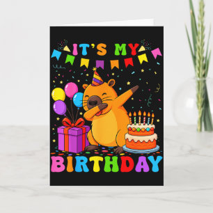 Cartão Eu Sou a Garota de Aniversário Capivara Fofa Famíl