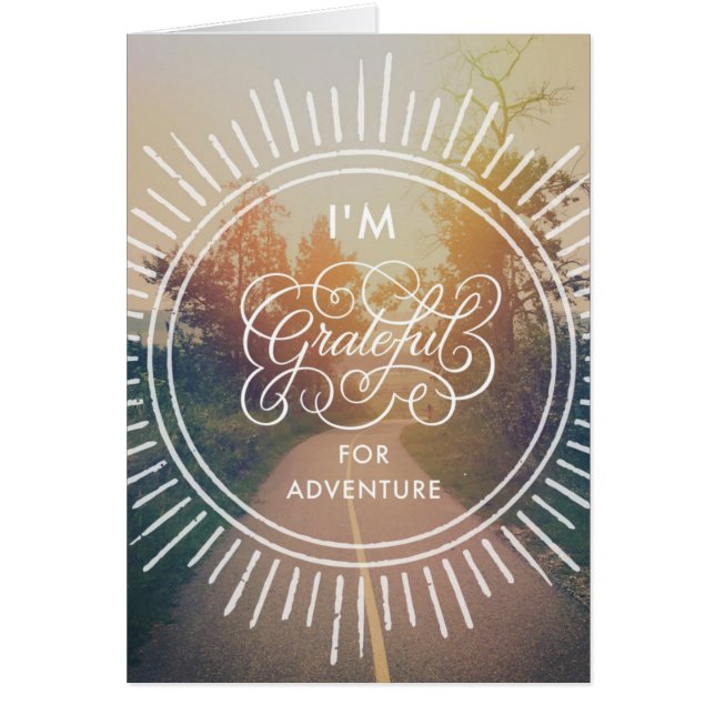 Cartão Eu sou grato para a aventura (Frente)