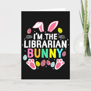 Cartão Eu Sou o Coelho Bibliotecário Dia Feliz de Páscoa