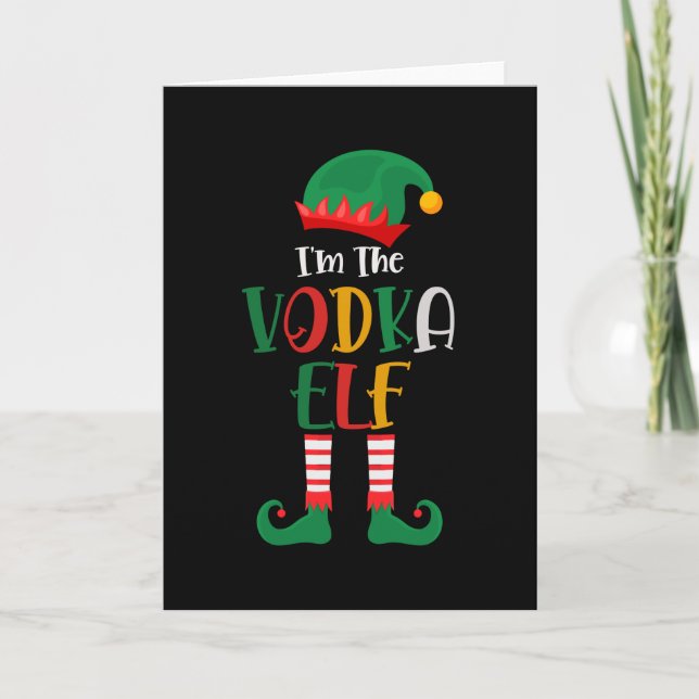 Cartão Eu Sou O Elfo Da Vodka Natal Correspondente (Frente)