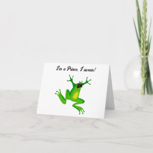 Cartão Eu sou um Cartoon Sapo Verde Engraçado Príncipe En