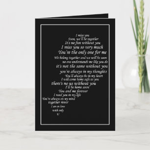 Cartão Eu também sinto sua falta de texto em metade do co