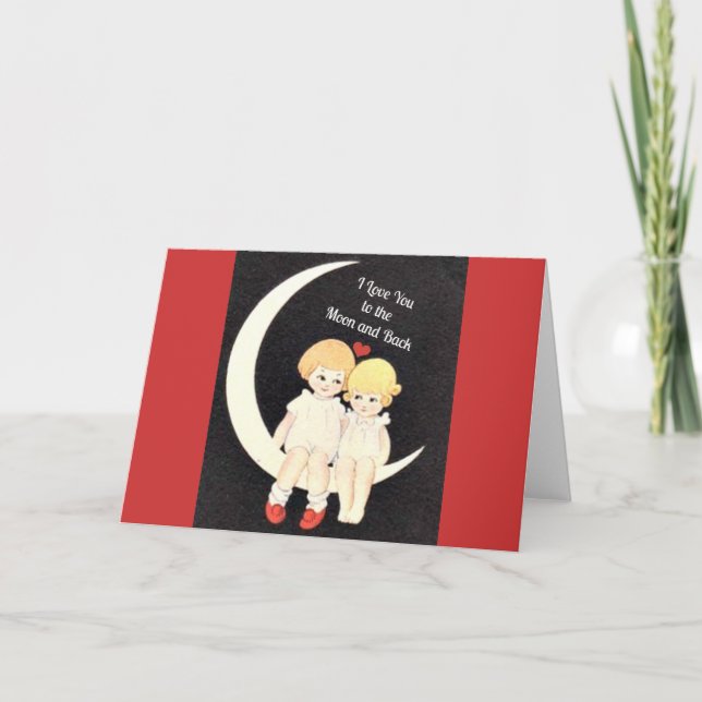 Cartão Eu Te Amo Até a Lua e de Volta, design popular (Frente)