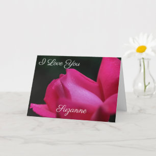 Cartão Eu Te Amo Botão de Rosa Vermelha Personalizado