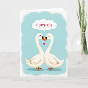 Cartão Eu Te Amo Cisnes Românticos
