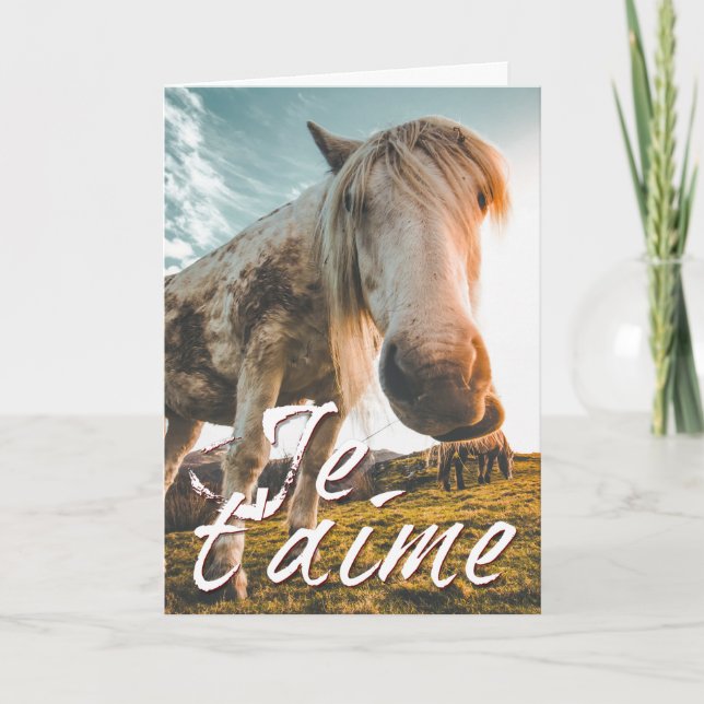 Cartão Eu te amo com cavalo olhado (Frente)