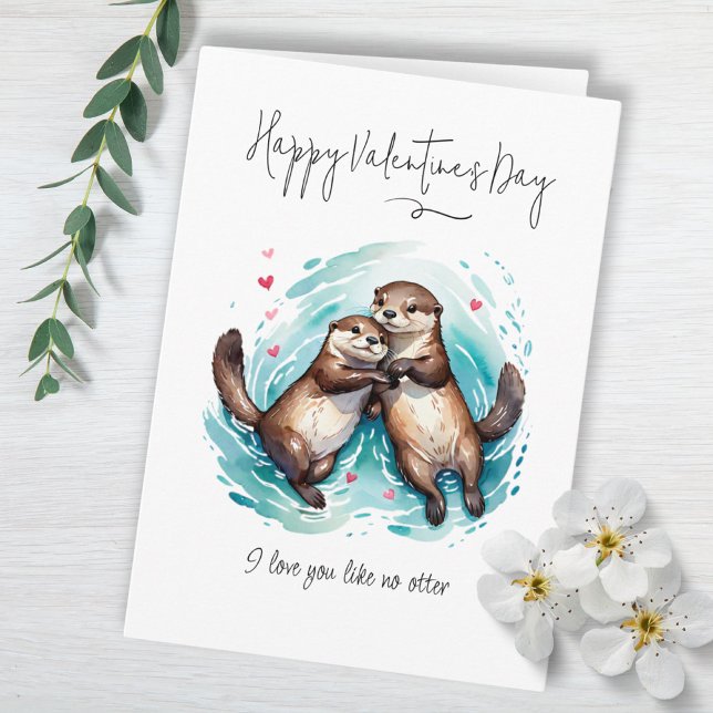 Cartão Eu Te Amo Como Nenhum Dia de os namorados De Troca (I Love You Like No Otter Pun Valentine's Day Card)