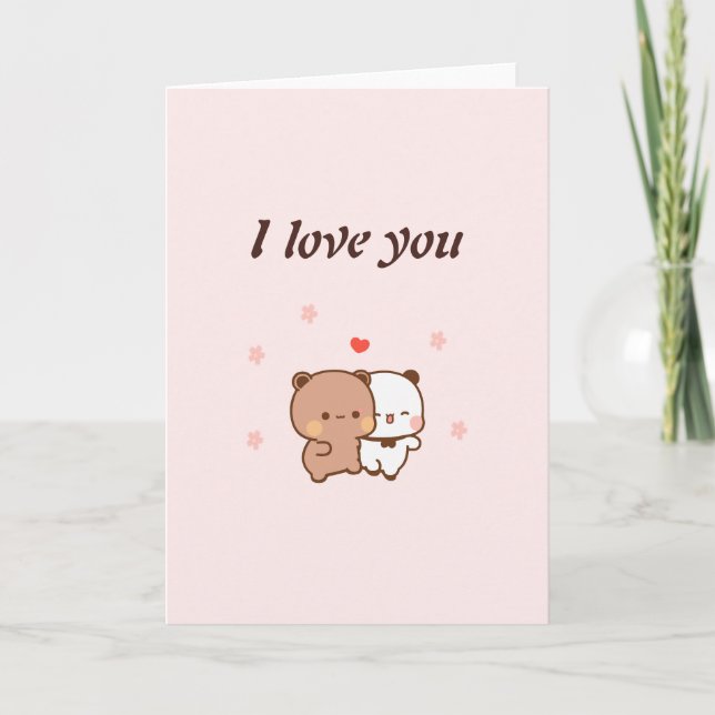 Cartão Eu Te Amo, Desenho de casal fofo (Frente)