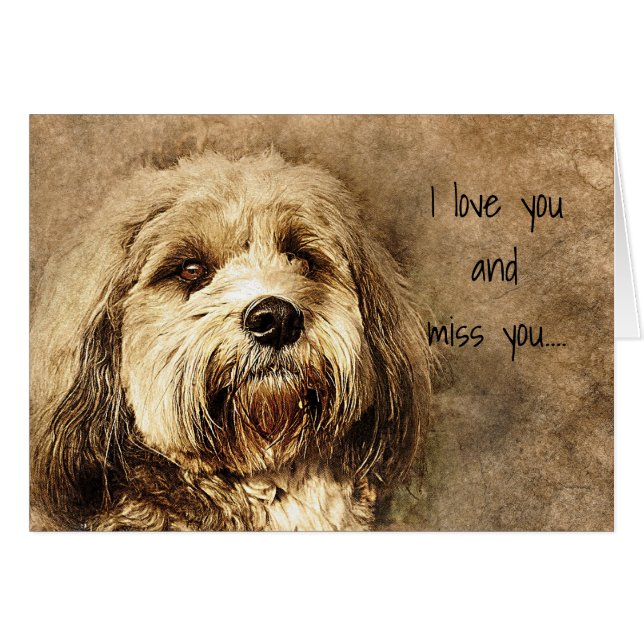 Cartão Eu te amo e sinto sua falta, Sad Dog (Frente Horizontal)