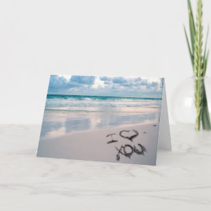 Cartão Eu Te Amo, Escrevendo Areia na Praia