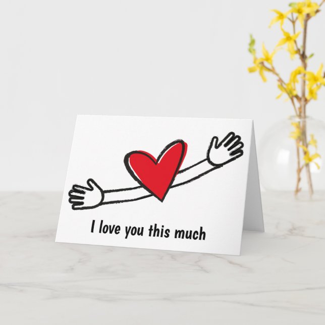 Cartão Eu Te Amo Este Coração Vermelho (Flor Amarela)