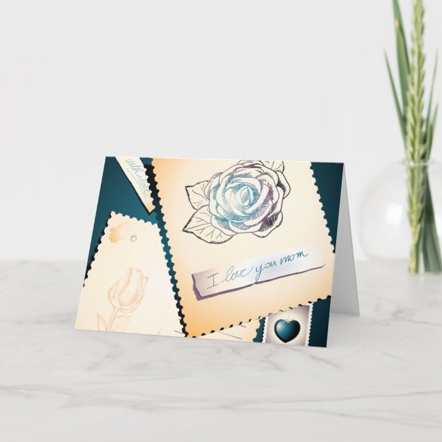 Cartão Eu te amo mãe, carta (Frente)