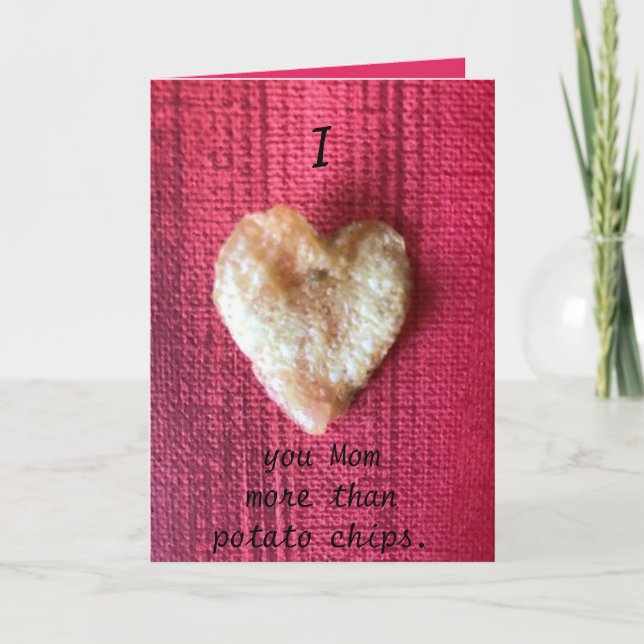 Cartão Eu te amo, mãe de batatas fritas. (Frente)