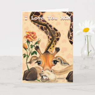 Cartão Eu Te Amo Mãe - Girafa Engraçada