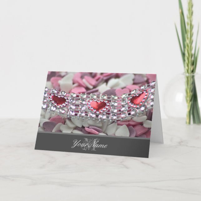 Cartão Eu te amo meu doce Namorados com um lindo monogram (Frente)