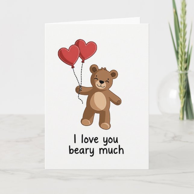 Cartão Eu Te Amo Muito de Urso (Frente)