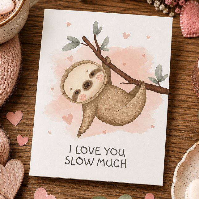 Cartão Eu te amo muito devagar Preguiça (I Love You Sloth Card)