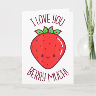 Cartão Eu Te Amo Muito Kawaii Morango Dia dos Namorados