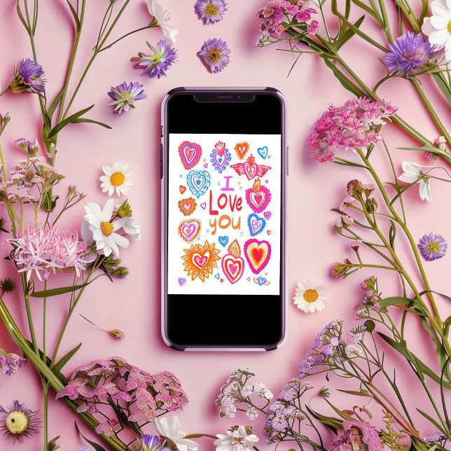 Cartão EU TE AMO Namorados Feliz Corações Brancos (I LOVE YOU Happy Valentine Bright Whimsical Hearts Card
Digital DOwnload)