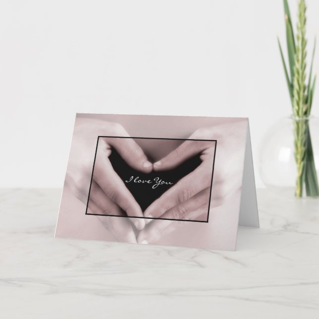 Cartão Eu Te Amo Romântico Meu Coração Está Em Suas Mãos (Frente)