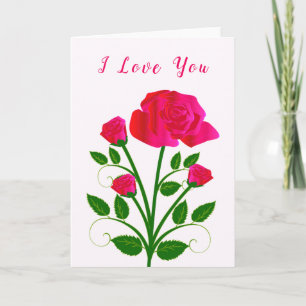 Cartão Eu Te Amo - Rosas Rosa Românticas