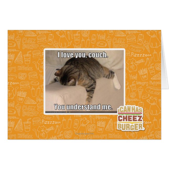 Cartão Eu te amo, sofá. (Frente Horizontal)