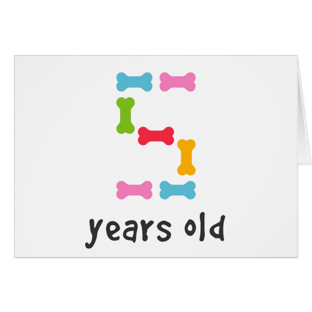 Cartão Eu tenho cinco anos (Frente Horizontal)