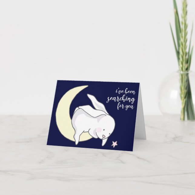 Cartão Eu tenho procurado por você, fundo azul (Frente)