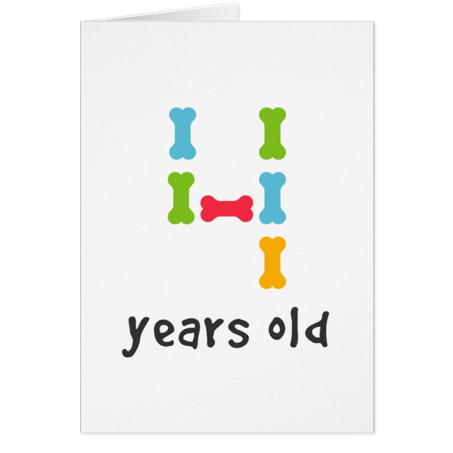 Cartão Eu tenho quatro anos (Frente)