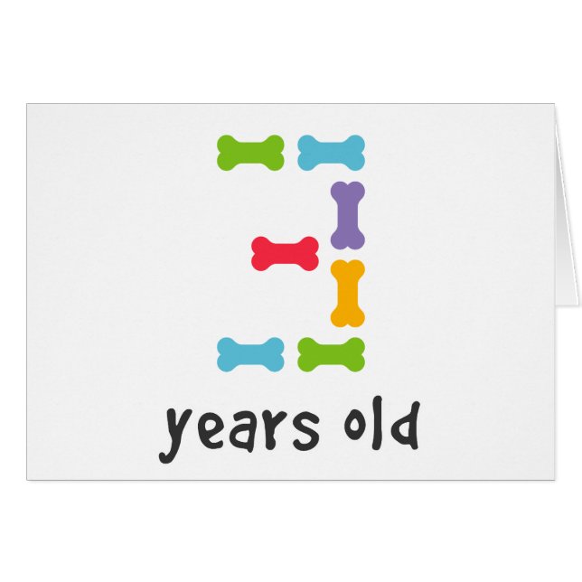 Cartão Eu tenho três anos (Frente Horizontal)