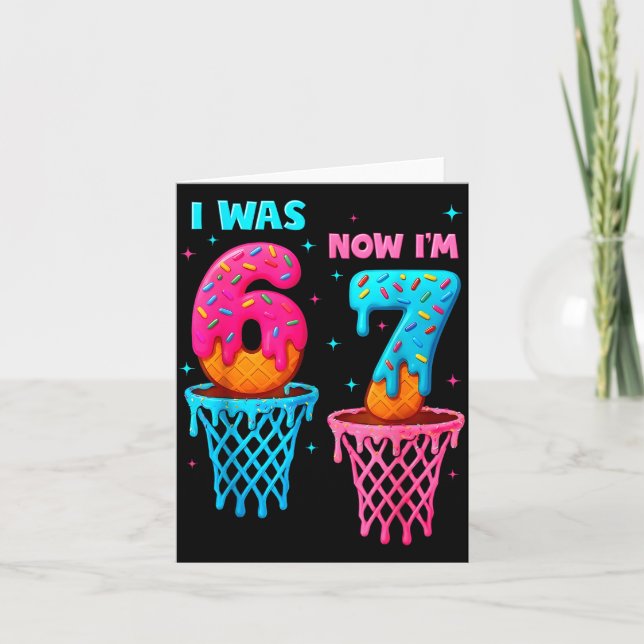 Cartão Eu tinha 6 anos agora tenho 7 Piada 67 Meme Sorvet (Frente)