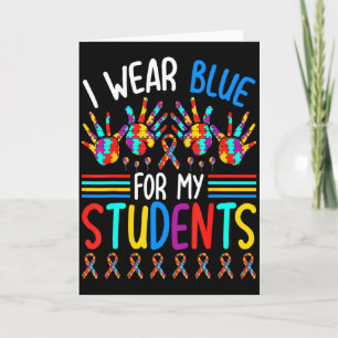 Cartão Eu Uso Azul Para a Consciência do Autismo dos Meus