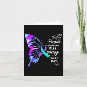 Cartão Eu Uso Verde Turquesa Roxo Para Prevenção do Suicí