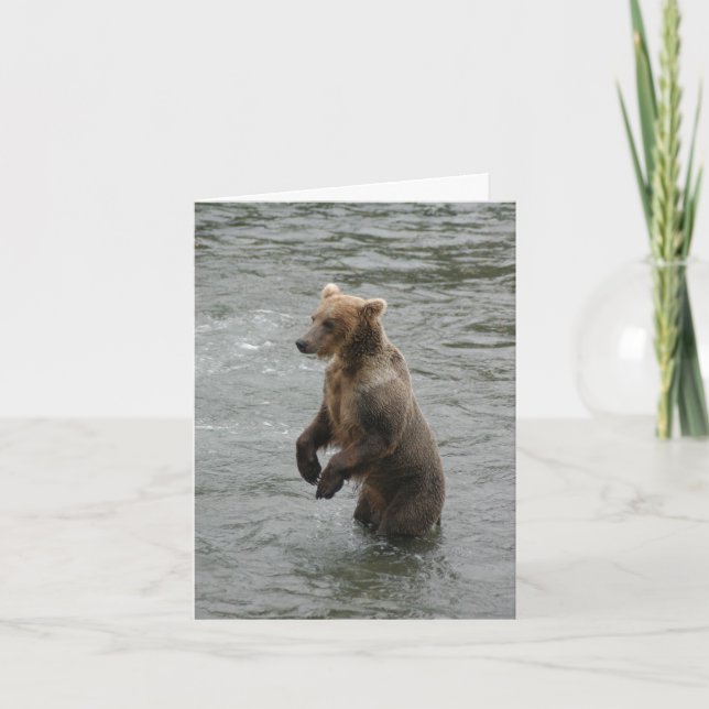 Cartão Eu vi você primeiro urso de pé alto (Frente)