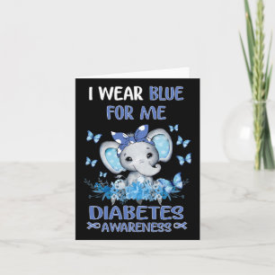 Cartão Eu Visto Azul Para Mim, Diabetes, Elefante