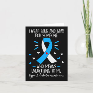 Cartão Eu Visto Blue E Cinza Tipo 1 Diabetes Sensibilizaç