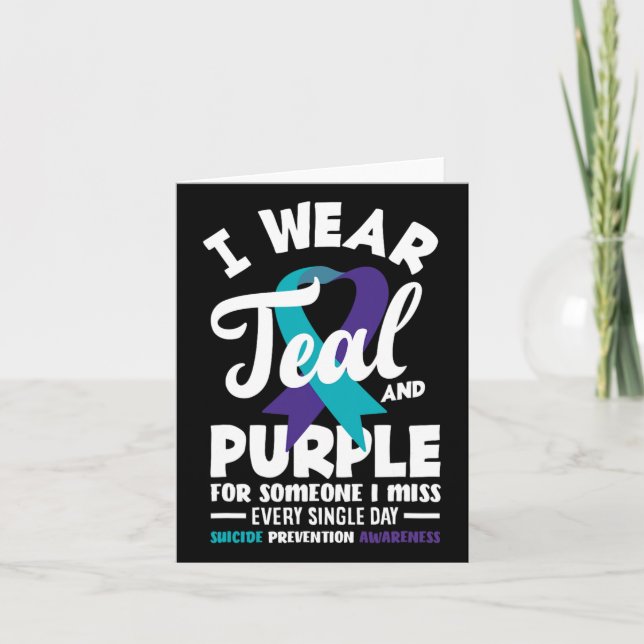 Cartão Eu Visto Teal E Roxo Para Alguém Que Eu Sinto Falt (Frente)