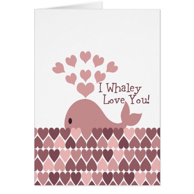 Cartão Eu Whaley te amo corações rosa (Frente)
