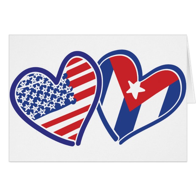 Cartão EUA Cuba ama corações (Frente Horizontal)